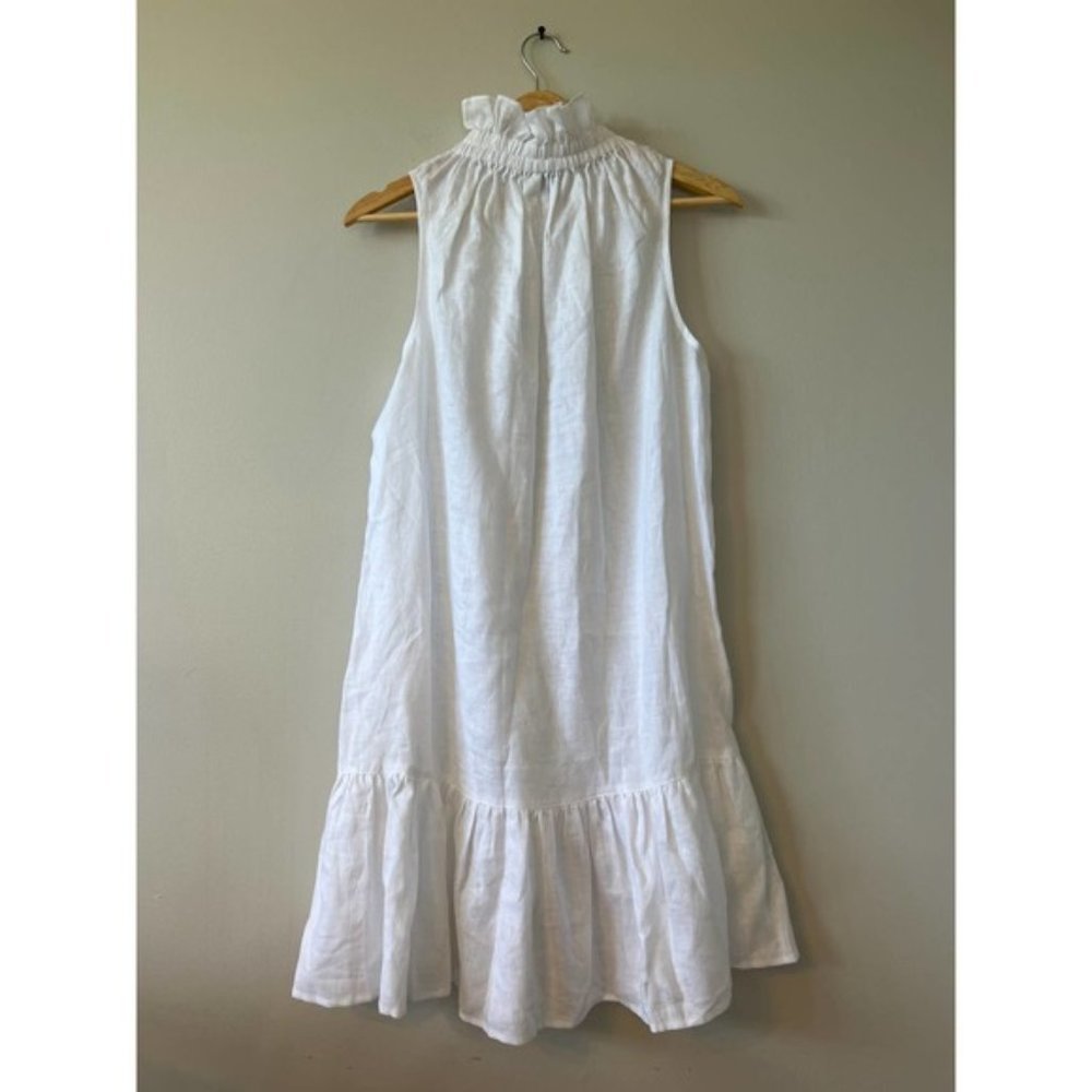 Ephemera Linen Garland Ruffle Neck Casual Mini Dress Women's White Size: 38 NWT - Picture 7 of 10
